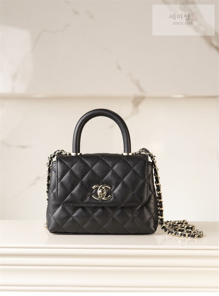 C H A N E L 샤넬 24k 코코 핸들 나노 미니백 HAAS 가죽 블랙 Bag 12번 이미지