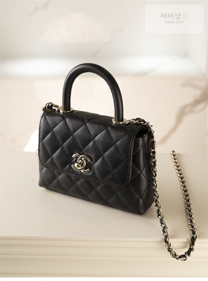 C H A N E L 샤넬 24k 코코 핸들 나노 미니백 HAAS 가죽 블랙 Bag 19번 이미지