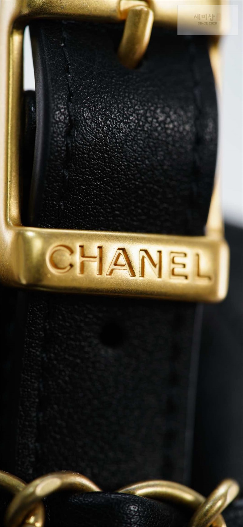 C H A N E L 샤넬 25A 카프스킨 골드메탈 쇼핑백 블랙 Bag 8번 이미지