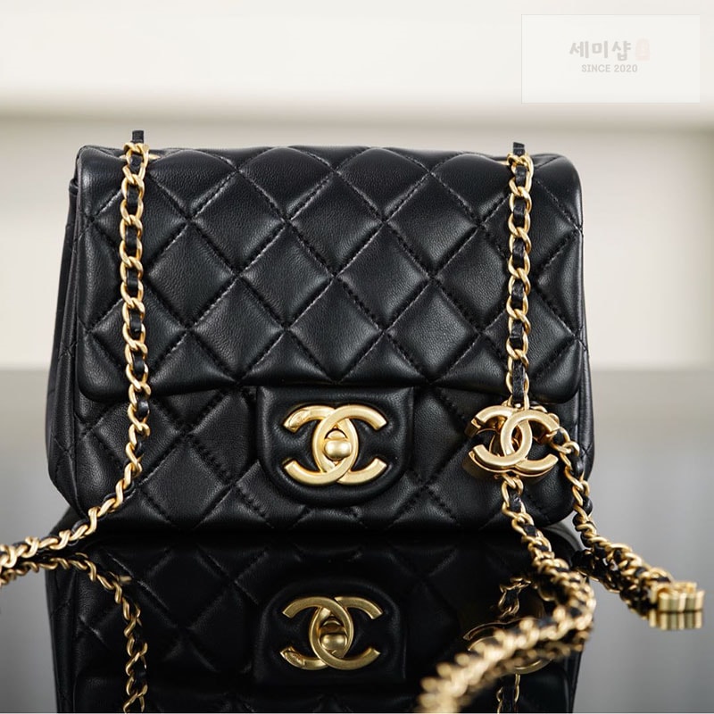 C H A N E L 샤넬 25B 쁘띠삭 클래식 플랩 백 골드CC 블랙 블랙 Bag 1번 이미지