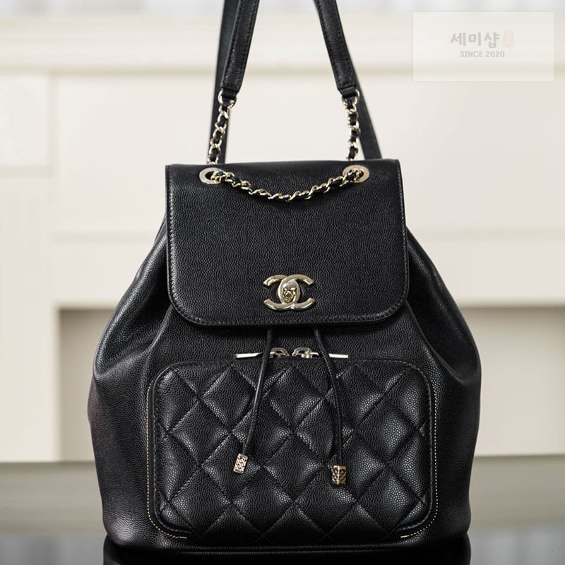 C H A N E L 샤넬 25B 어피니티 듀마 백팩 라지 블랙 캐비어 블랙 Bag 7번 이미지