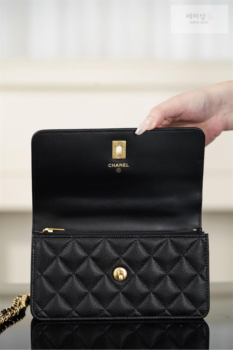 C H A N E L 샤넬 25B 클래식 탑핸들 체인백 캐비어 골드메탈 블랙 블랙 Bag 10번 이미지