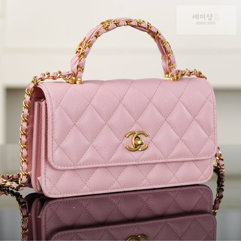 C H A N E L 샤넬 25B 클래식 탑핸들 체인백 캐비어 골드메탈 핑크 핑크 Bag 17번 이미지
