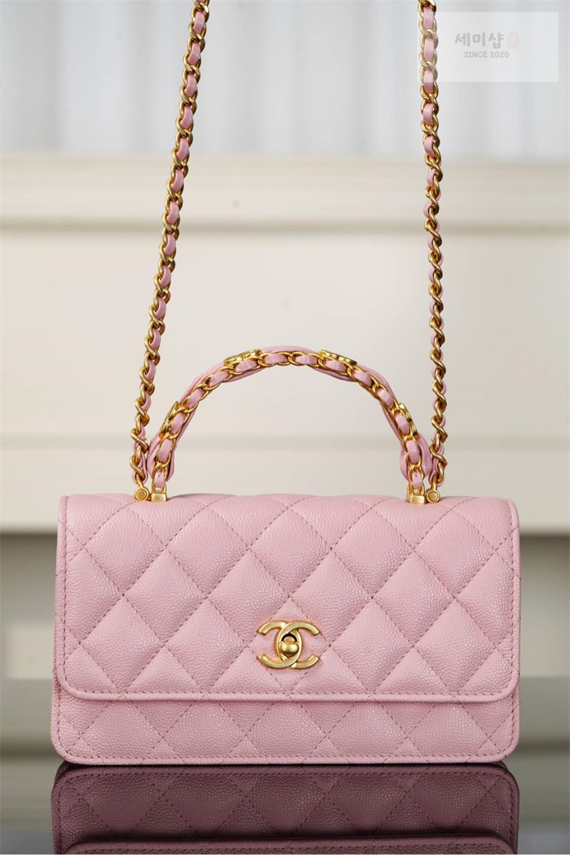 C H A N E L 샤넬 25B 클래식 탑핸들 체인백 캐비어 골드메탈 핑크 핑크 Bag 1번 이미지