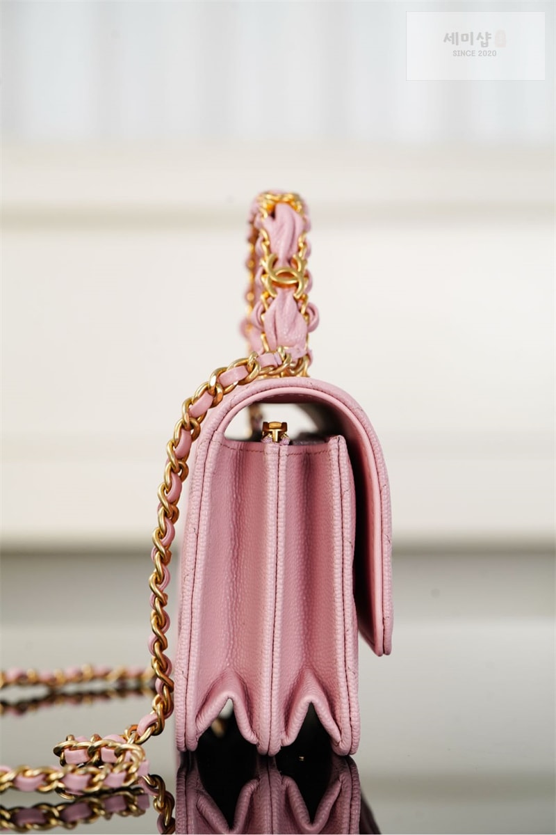 C H A N E L 샤넬 25B 클래식 탑핸들 체인백 캐비어 골드메탈 핑크 핑크 Bag 12번 이미지