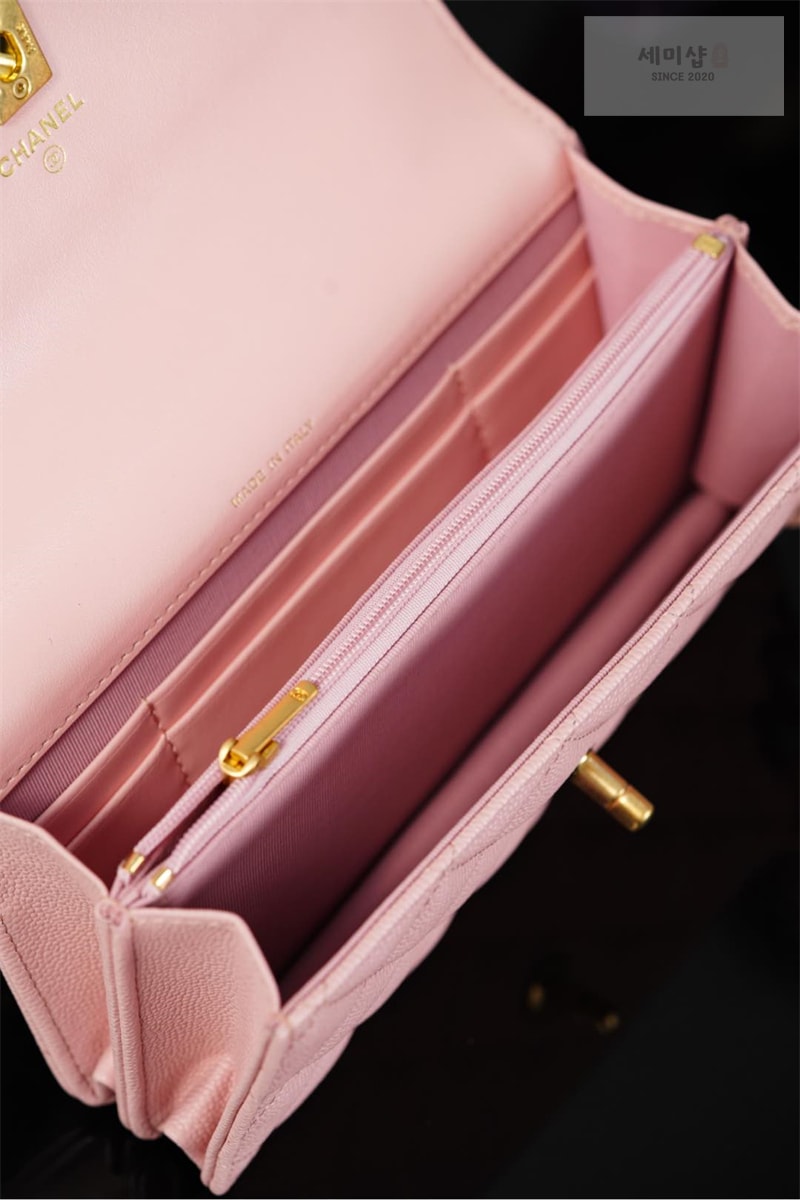 C H A N E L 샤넬 25B 클래식 탑핸들 체인백 캐비어 골드메탈 핑크 핑크 Bag 4번 이미지