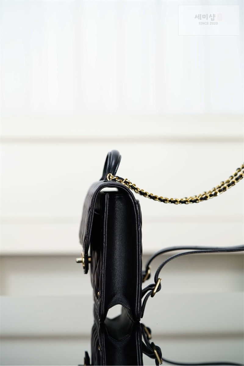 C H A N E L 샤넬 25B 탑핸들 체인 메신저 백팩 블랙 Bag 3번 이미지