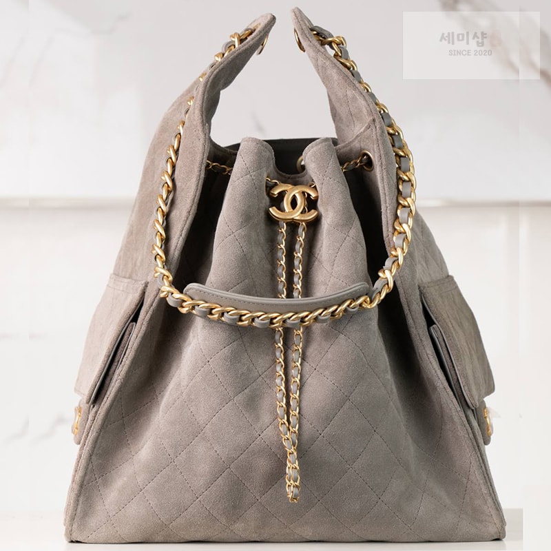 C H A N E L 샤넬 25C 스웨이드 호보 버킷백 라지 다크그레이 Bag 2번 이미지