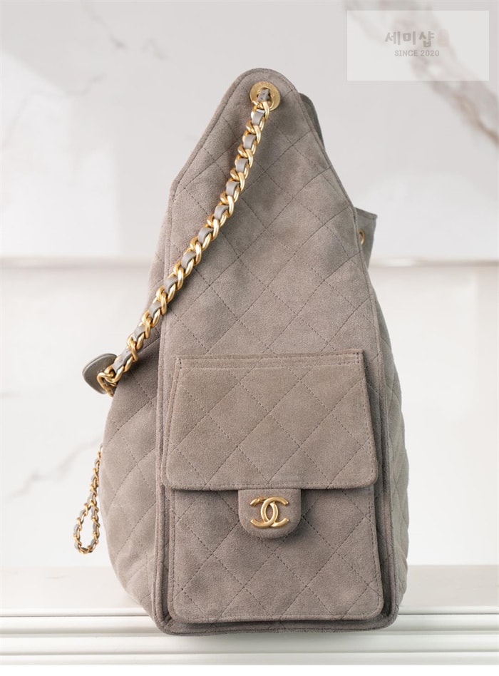 C H A N E L 샤넬 25C 스웨이드 호보 버킷백 라지 다크그레이 Bag 11번 이미지