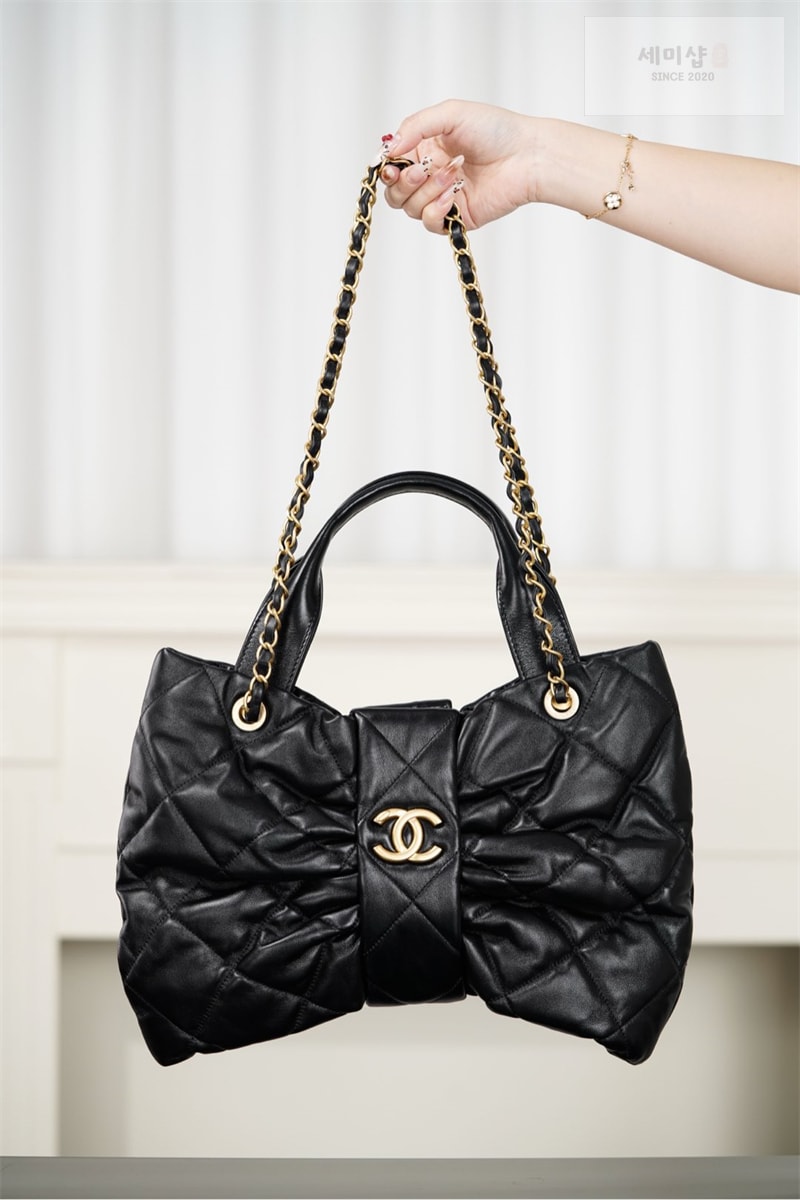 C H A N E L 샤넬 25K 퀼팅 CC 보우백 리본백 블랙 Bag 4번 이미지