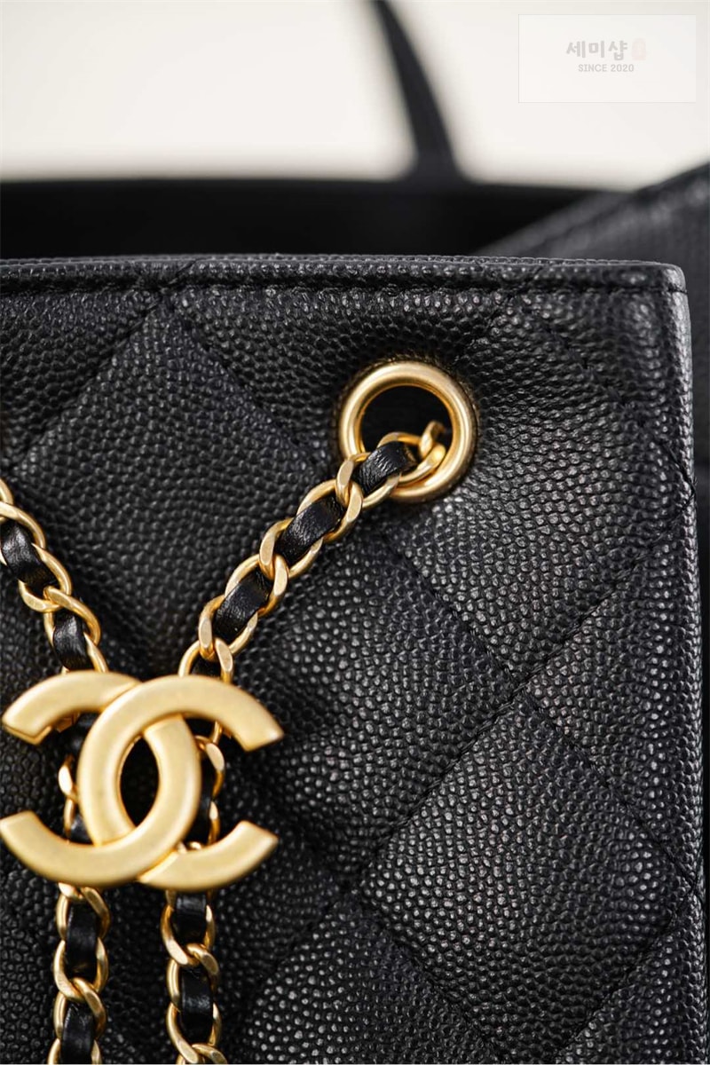 C H A N E L 샤넬 25 미디엄 백팩 골드 메탈 블랙 캐비어 블랙 Bag 10번 이미지