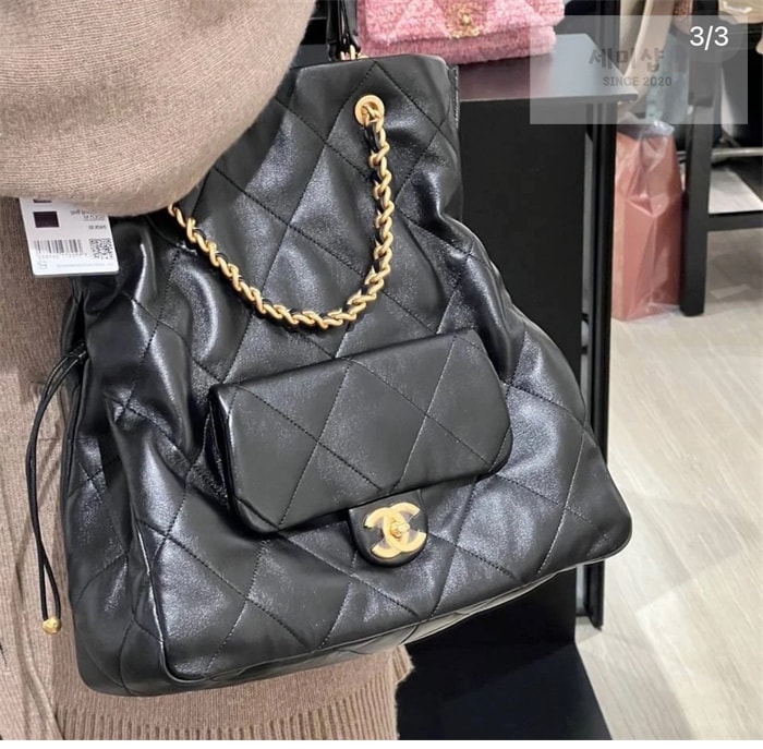 C H A N E L 샤넬 25c 골드메탈 원포켓 쇼핑 백 블랙 Bag 19번 이미지