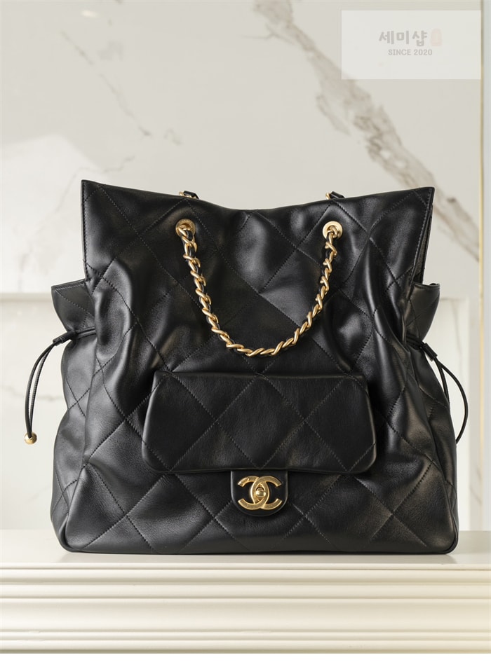 C H A N E L 샤넬 25c 골드메탈 원포켓 쇼핑 백 블랙 Bag 3번 이미지