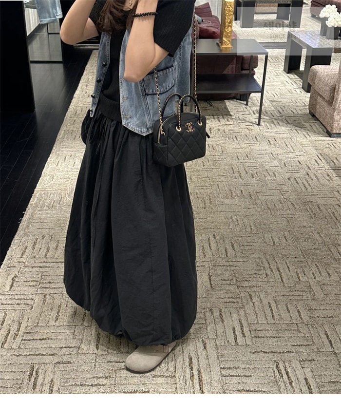 C H A N E L 샤넬 25c 골드 메탈 탑핸들 볼링백 블랙 Bag 11번 이미지