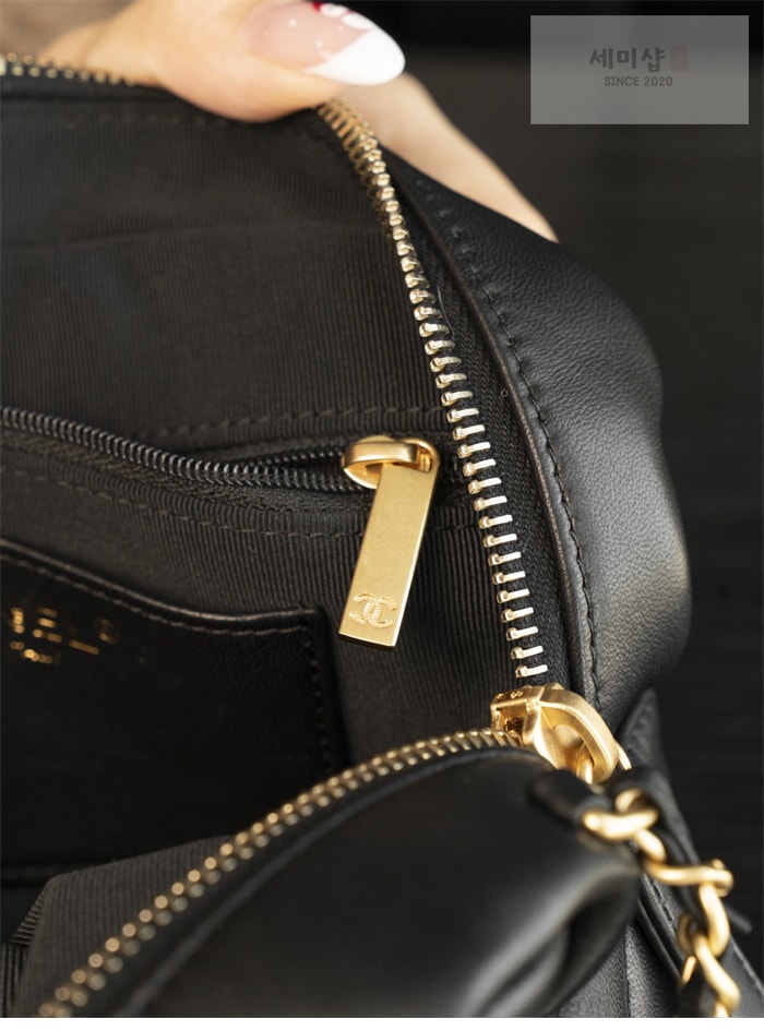 C H A N E L 샤넬 25c 골드 메탈 탑핸들 볼링백 블랙 Bag 10번 이미지