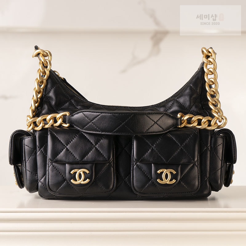 C H A N E L 샤넬 25c 크루즈 호보 백 스몰 골드메탈 블랙 블랙 Bag 5번 이미지