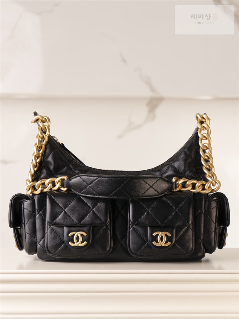 C H A N E L 샤넬 25c 크루즈 호보 백 스몰 골드메탈 블랙 블랙 Bag 1번 이미지