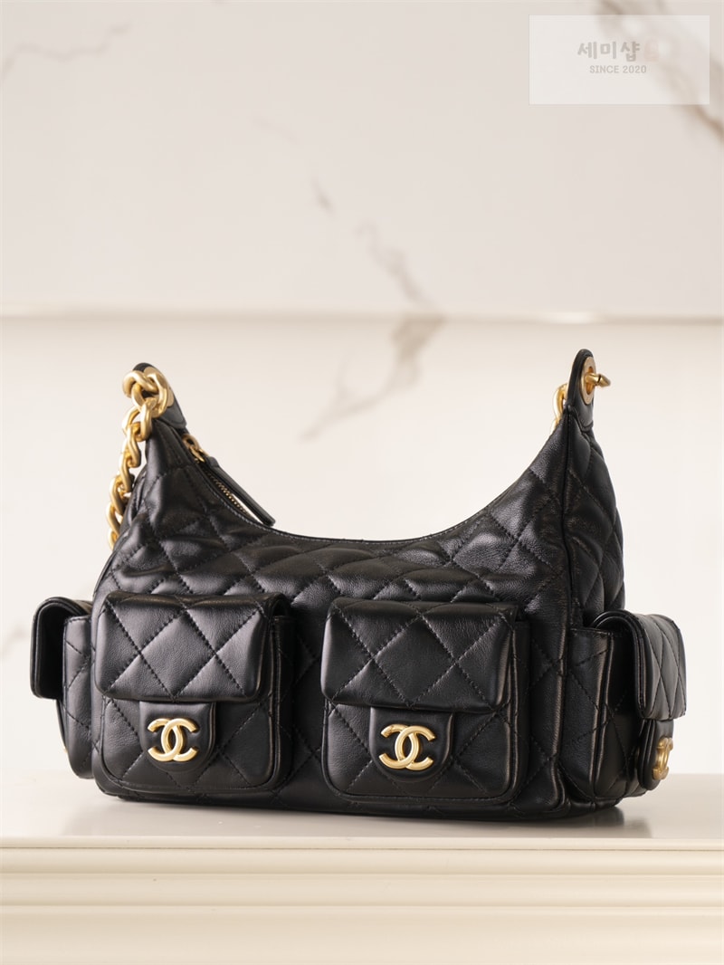 C H A N E L 샤넬 25c 크루즈 호보 백 스몰 골드메탈 블랙 블랙 Bag 6번 이미지