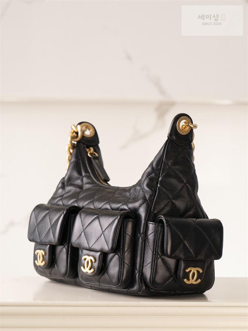 C H A N E L 샤넬 25c 크루즈 호보 백 스몰 골드메탈 블랙 블랙 Bag 13번 이미지