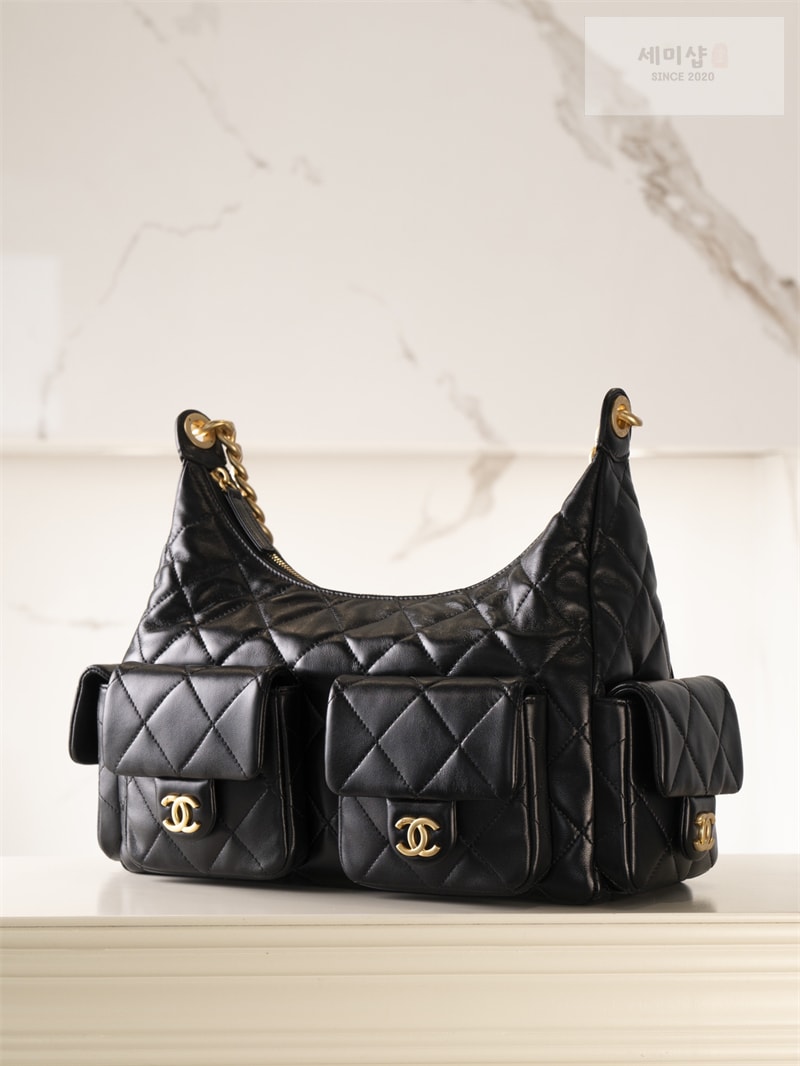 C H A N E L 샤넬 25c 크루즈 호보 백 맥시 골드메탈 블랙 블랙 Bag 13번 이미지