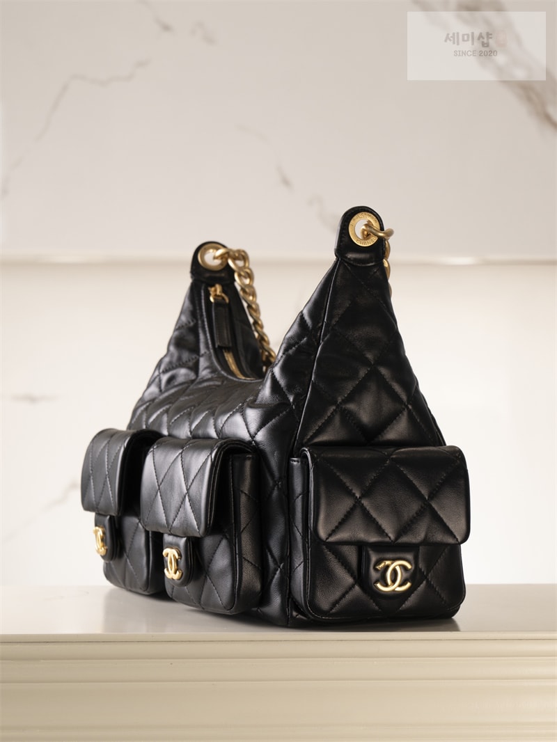 C H A N E L 샤넬 25c 크루즈 호보 백 맥시 골드메탈 블랙 블랙 Bag 4번 이미지