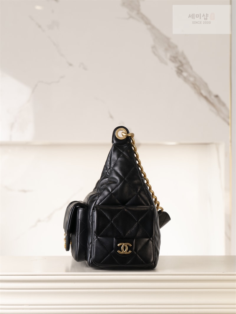 C H A N E L 샤넬 25c 크루즈 호보 백 맥시 골드메탈 블랙 블랙 Bag 9번 이미지