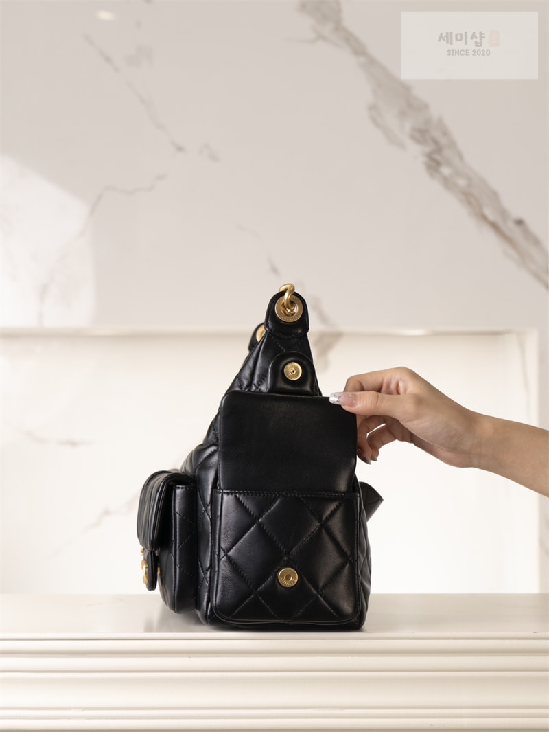 C H A N E L 샤넬 25c 크루즈 호보 백 맥시 골드메탈 블랙 블랙 Bag 14번 이미지