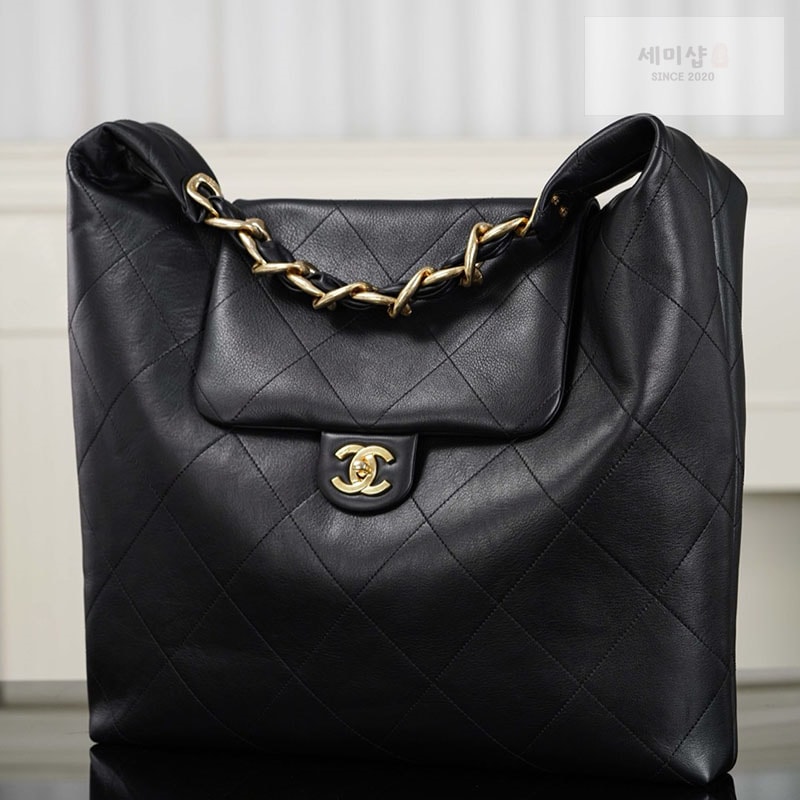 C H A N E L 샤넬 25k 맥시 호보 백 골드 메탈 블랙 블랙 Bag 15번 이미지