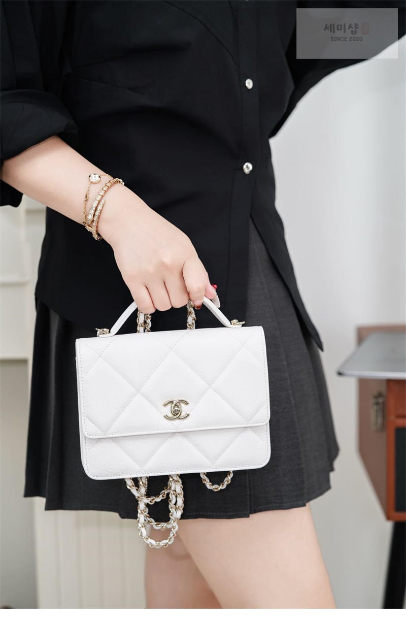 C H A N E L 샤넬 25k 탑 핸들 체인 백팩 화이트 Bag 9번 이미지
