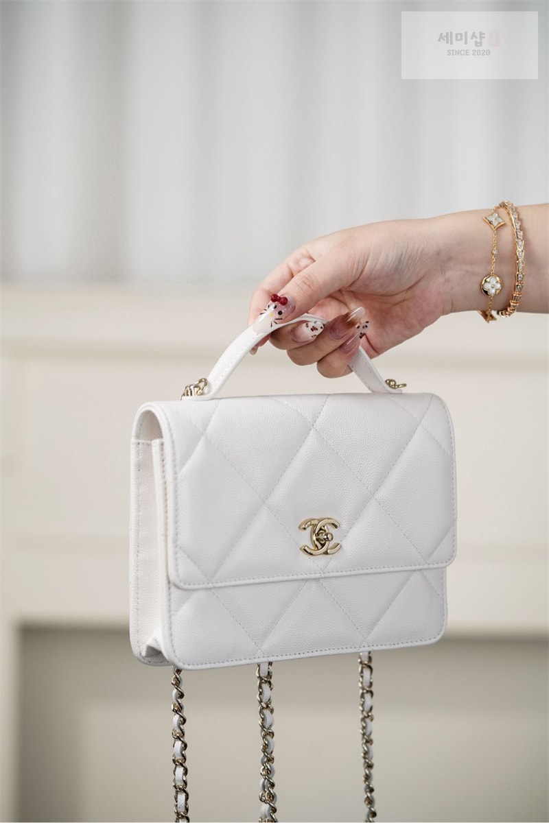 C H A N E L 샤넬 25k 탑 핸들 체인 백팩 화이트 Bag 16번 이미지