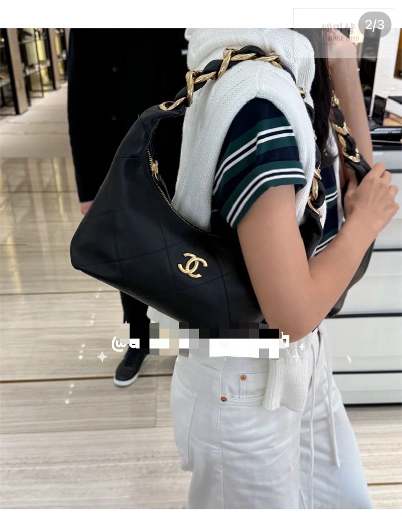 C H A N E L 샤넬 25k 호보백 블랙 골드 메탈 블랙 Bag 1번 이미지