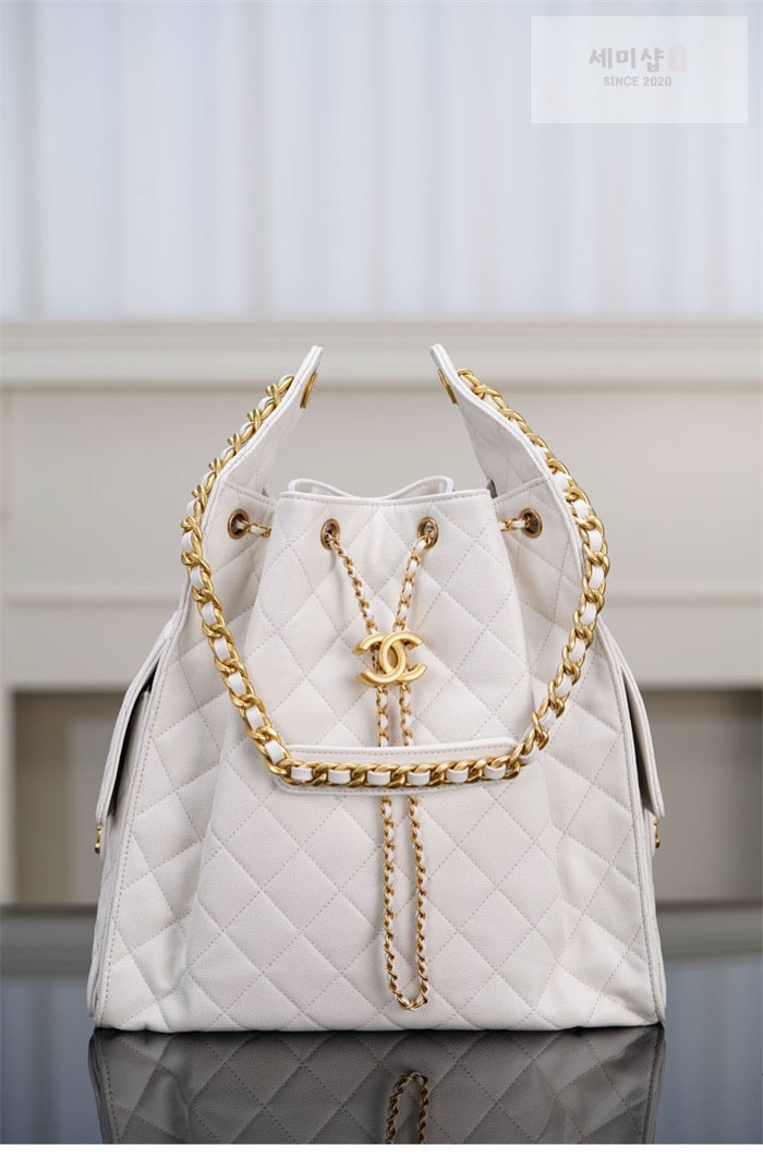 C H A N E L 샤넬 25s 골드 메탈 미디엄 호보 백 화이트 Bag 3번 이미지