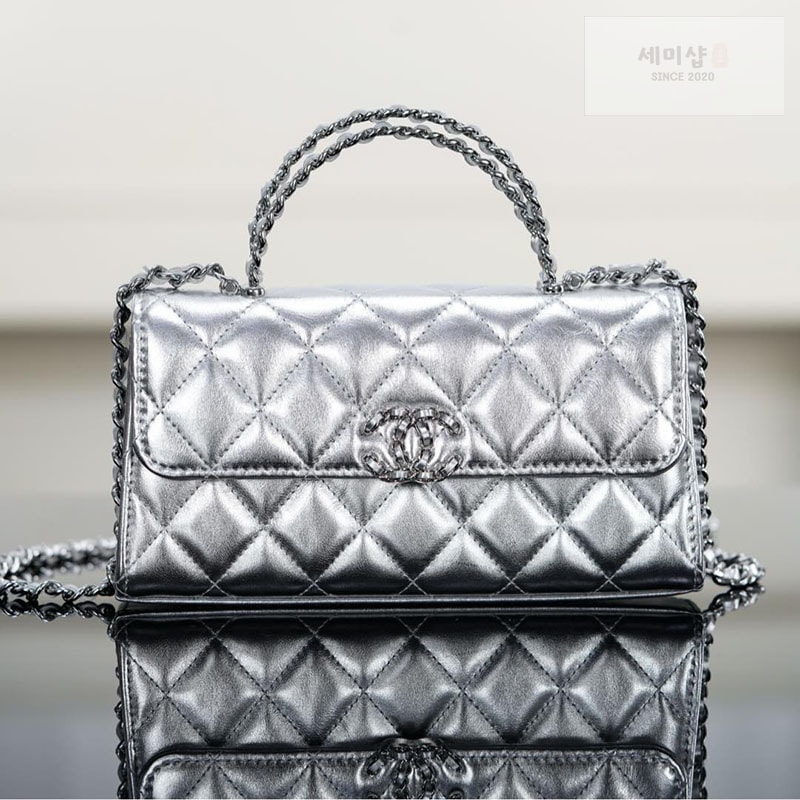 C H A N E L 샤넬 25s 캘리 탑핸들 체인 핸드 백 실버 실버 Bag 1번 이미지