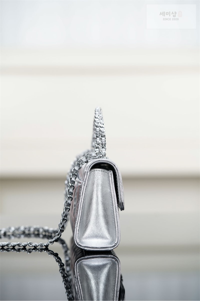 C H A N E L 샤넬 25s 캘리 탑핸들 체인 핸드 백 실버 실버 Bag 12번 이미지
