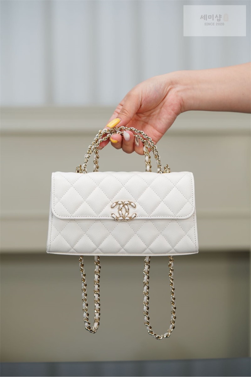 C H A N E L 샤넬 25s 캘리 탑핸들 체인 핸드 백 화이트 화이트 Bag 8번 이미지