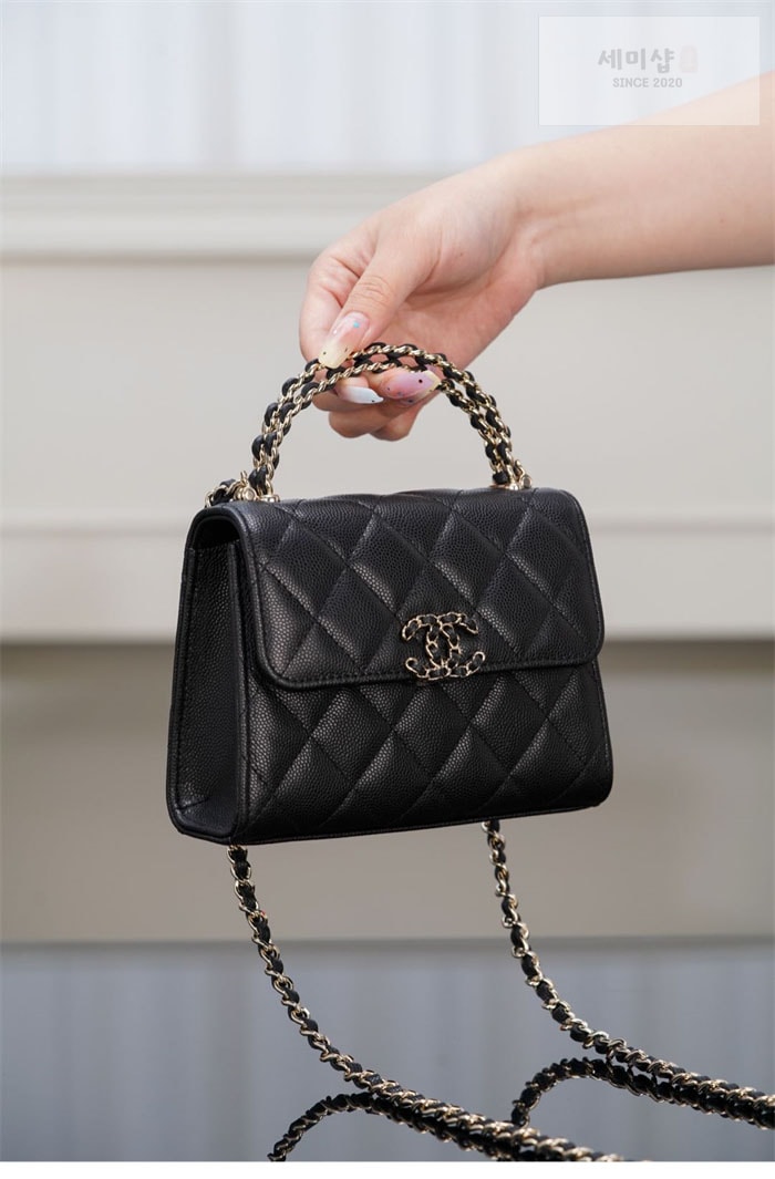 C H A N E L 샤넬 25s 탑핸들 켈리 미니 플랩 백 블랙 Bag 4번 이미지