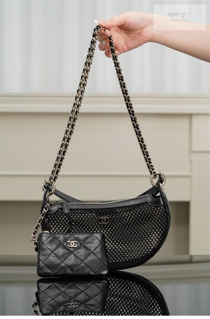 C H A N E L 샤넬 25ss 메시 골드메탈 체인 미니 백 블랙 Bag 3번 이미지