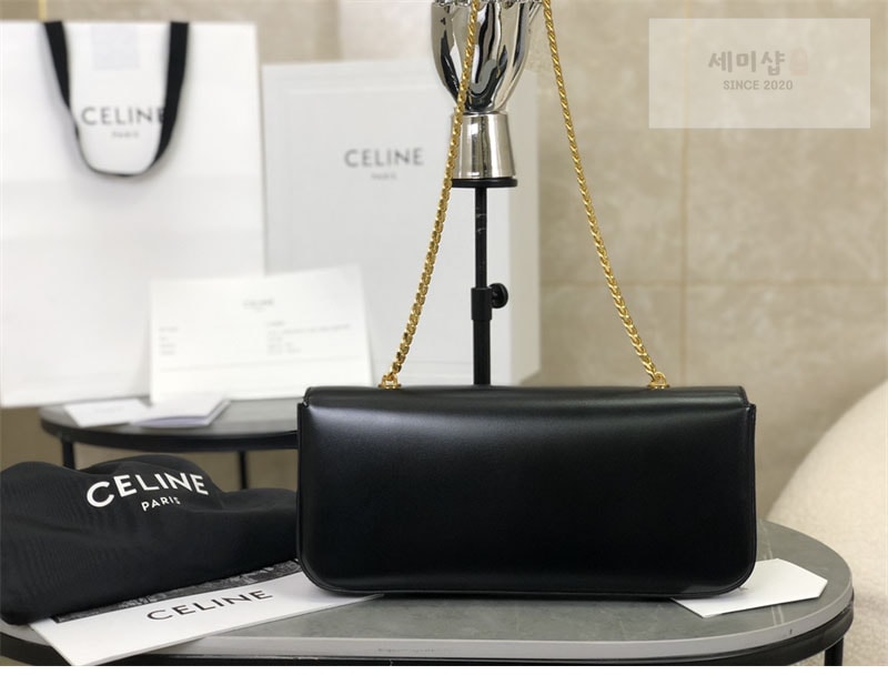 C E L I N E 셀린느 금장 체인 숄더백 샤이니 카프스킨 블랙 197413 Bag 8번 이미지