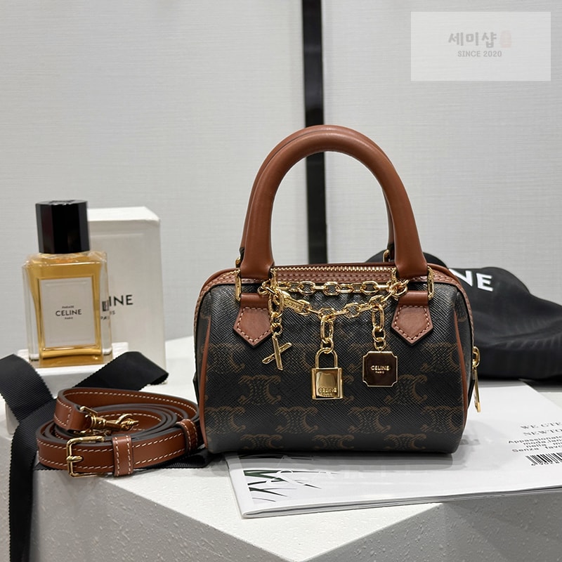C E L I N E 셀린느 미니 보스턴백 트리옹프 캔버스 탄 195112 Bag 2번 이미지