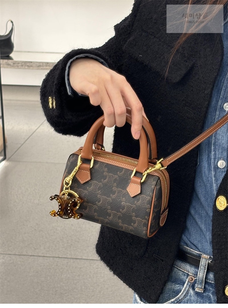 C E L I N E 셀린느 미니 보스턴백 트리옹프 캔버스 탄 195112 Bag 1번 이미지