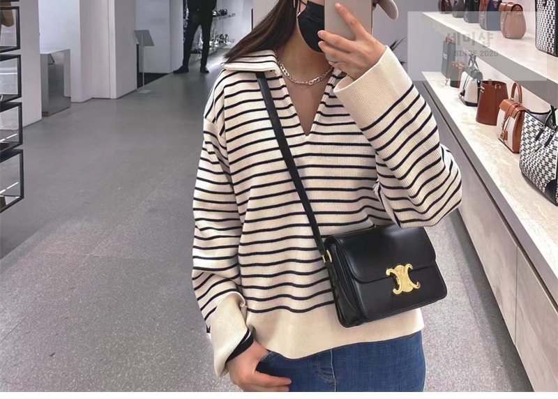C E L I N E 셀린느 샤이니 카프스킨 미디엄 트리옹프 백 블랙 187363 Bag 3번 이미지