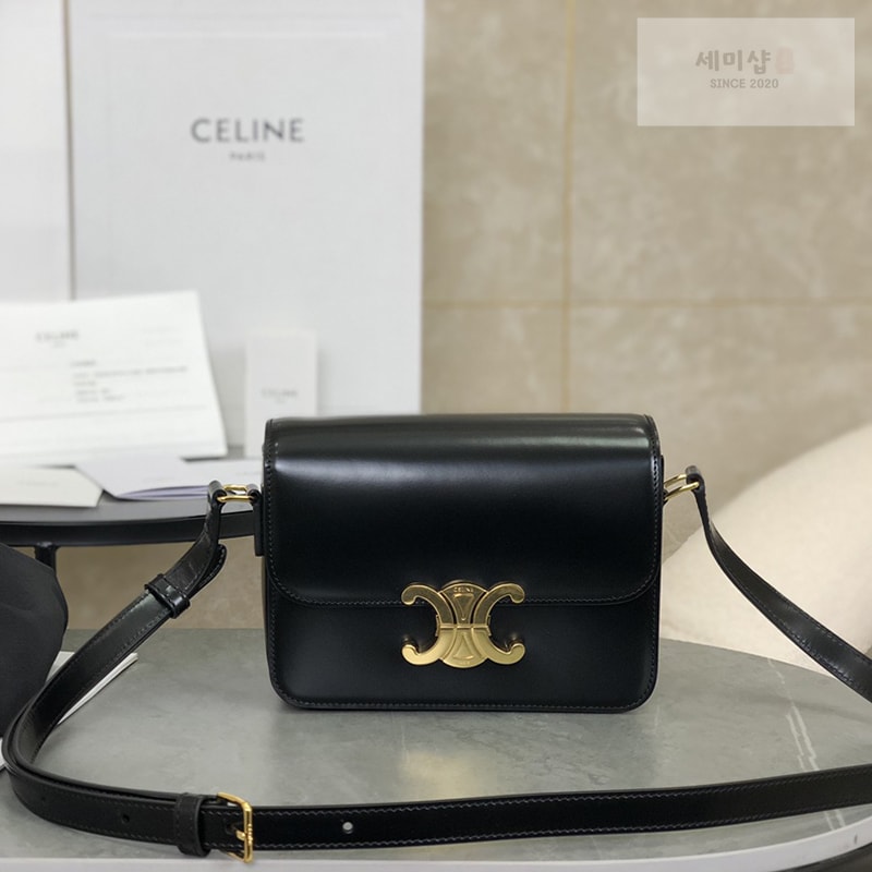 C E L I N E 셀린느 샤이니 카프스킨 스몰 트리옹프 백 블랙 188423 Bag 1번 이미지