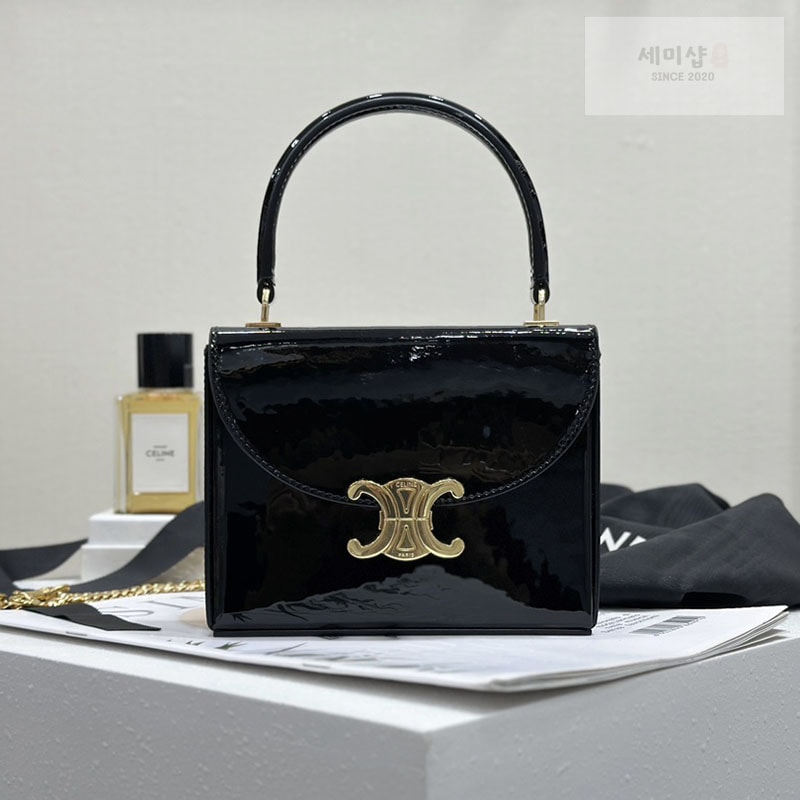 C E L I N E 셀린느 스몰 박스 블랑딘 핸드백 블랙 에나멜 118593 Bag 1번 이미지