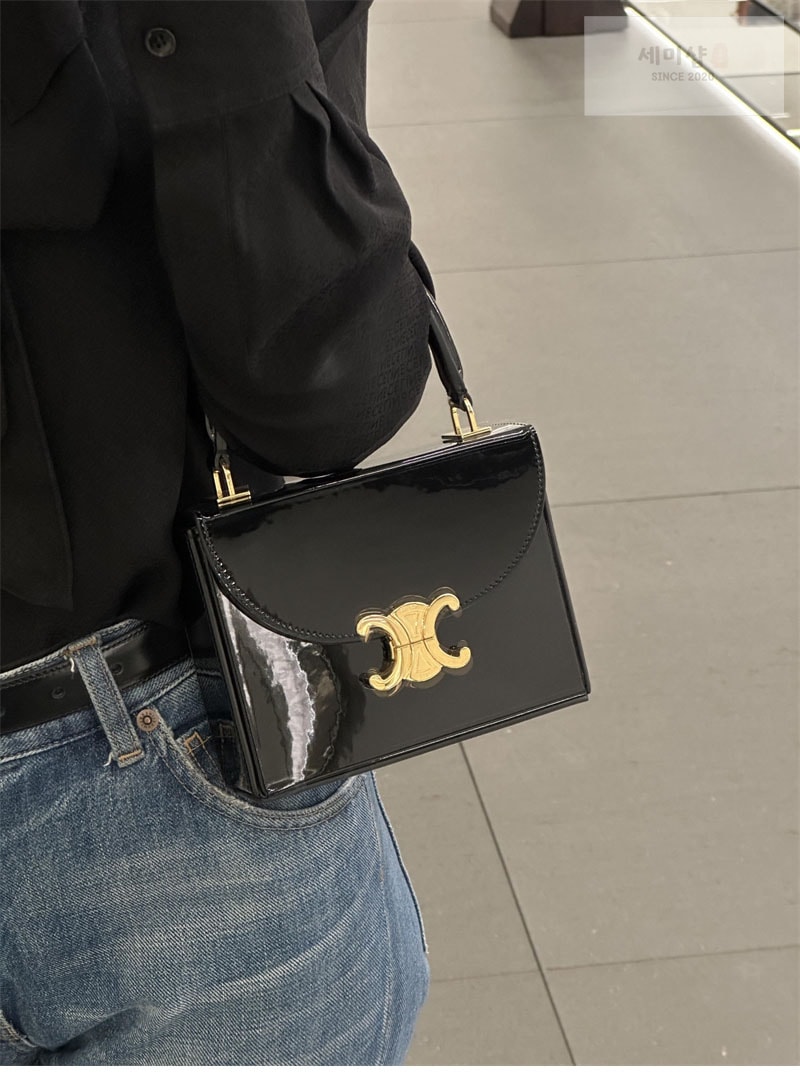 C E L I N E 셀린느 스몰 박스 블랑딘 핸드백 블랙 에나멜 118593 Bag 2번 이미지