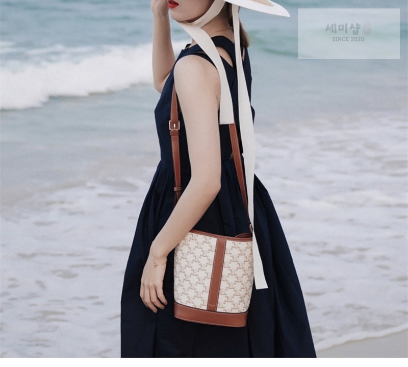 셀린느 셀린느 스몰 버킷백 트리옹프 캔버스 화이트 191442 Bag 9번 이미지