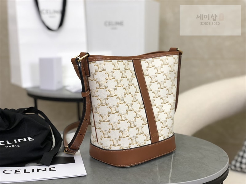셀린느 셀린느 스몰 버킷백 트리옹프 캔버스 화이트 191442 Bag 12번 이미지