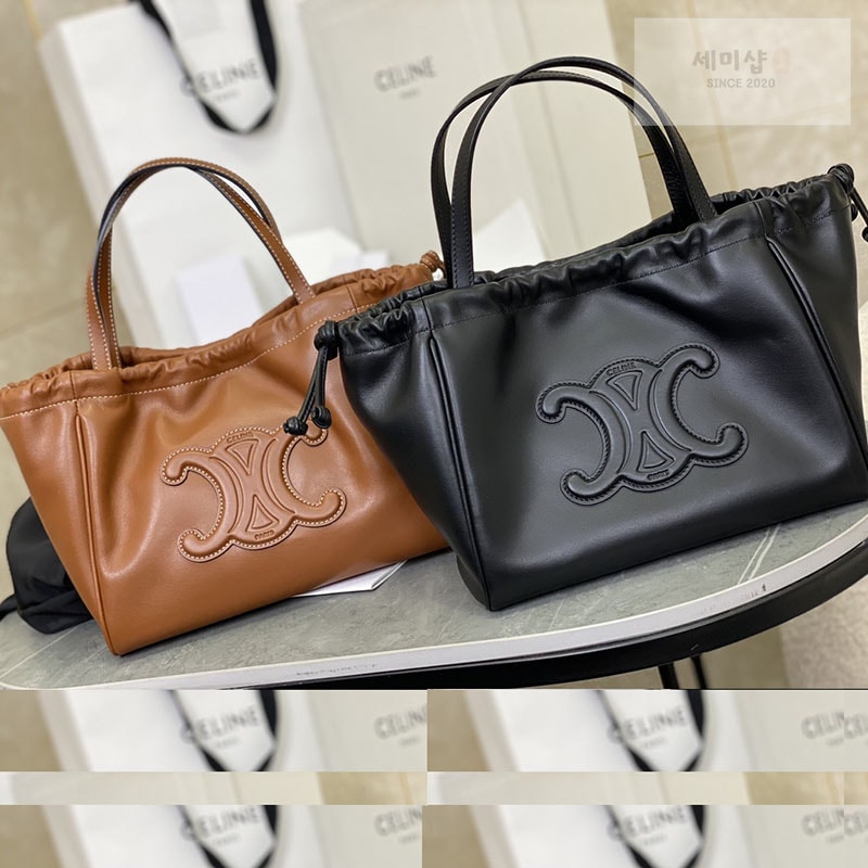 C E L I N E 셀린느 퀴르 트리옹프 스몰 드로우스트링 카바스 백 111013 블랙 Bag 1번 이미지