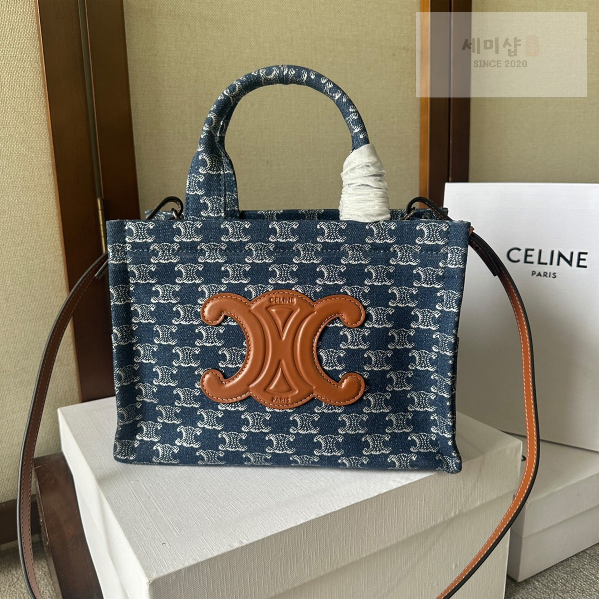 C E L I N E 셀린느 24SS 카바스 트리오페 데님블루 스몰 토트백 25.5*18.5*12CM Bag 1번 이미지