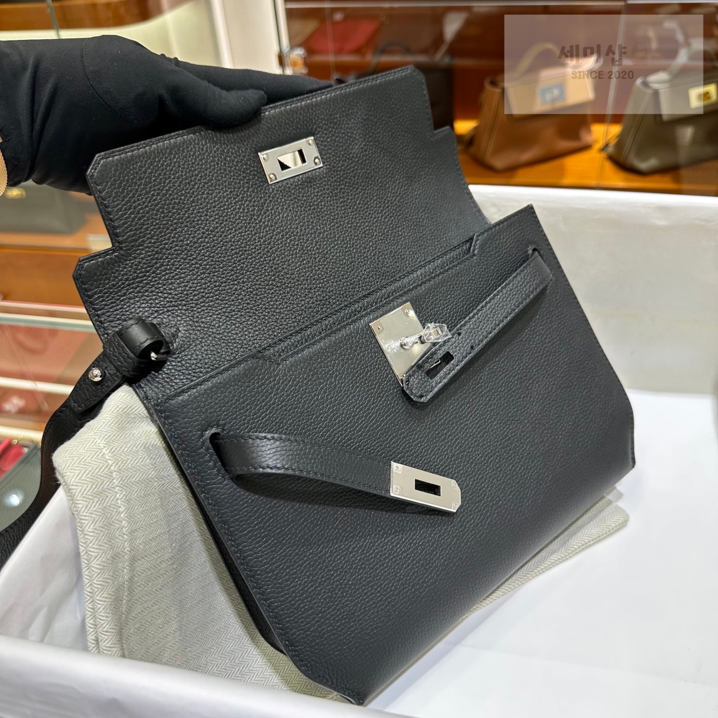 Hermes 에르메스 켈리 데페슈 25 파우치 블랙 Code 89 Bag 8번 이미지