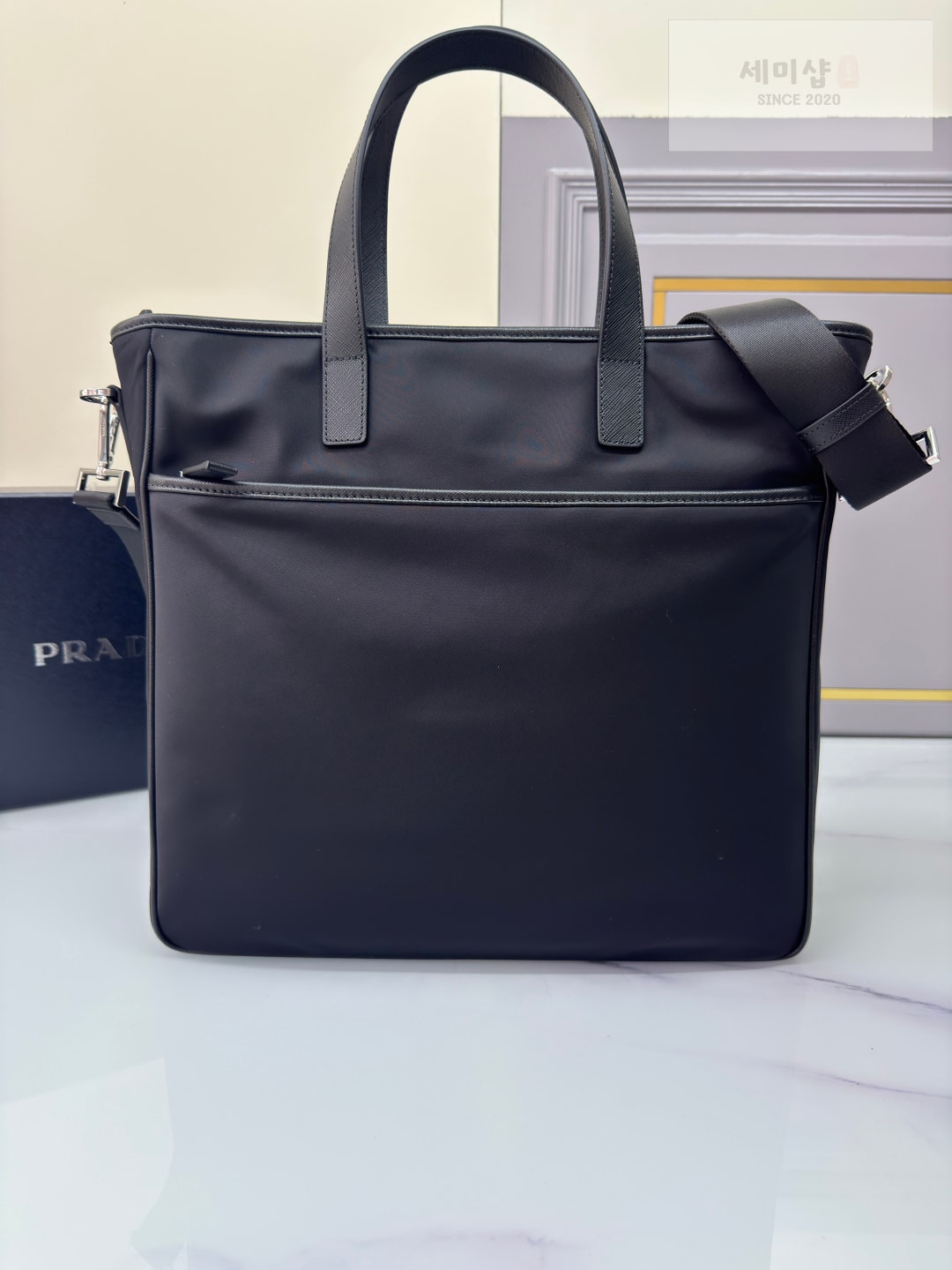 프라다 프라다 리나일론 사피아노 레더 토트백 네로(블랙) Bag 2번 이미지